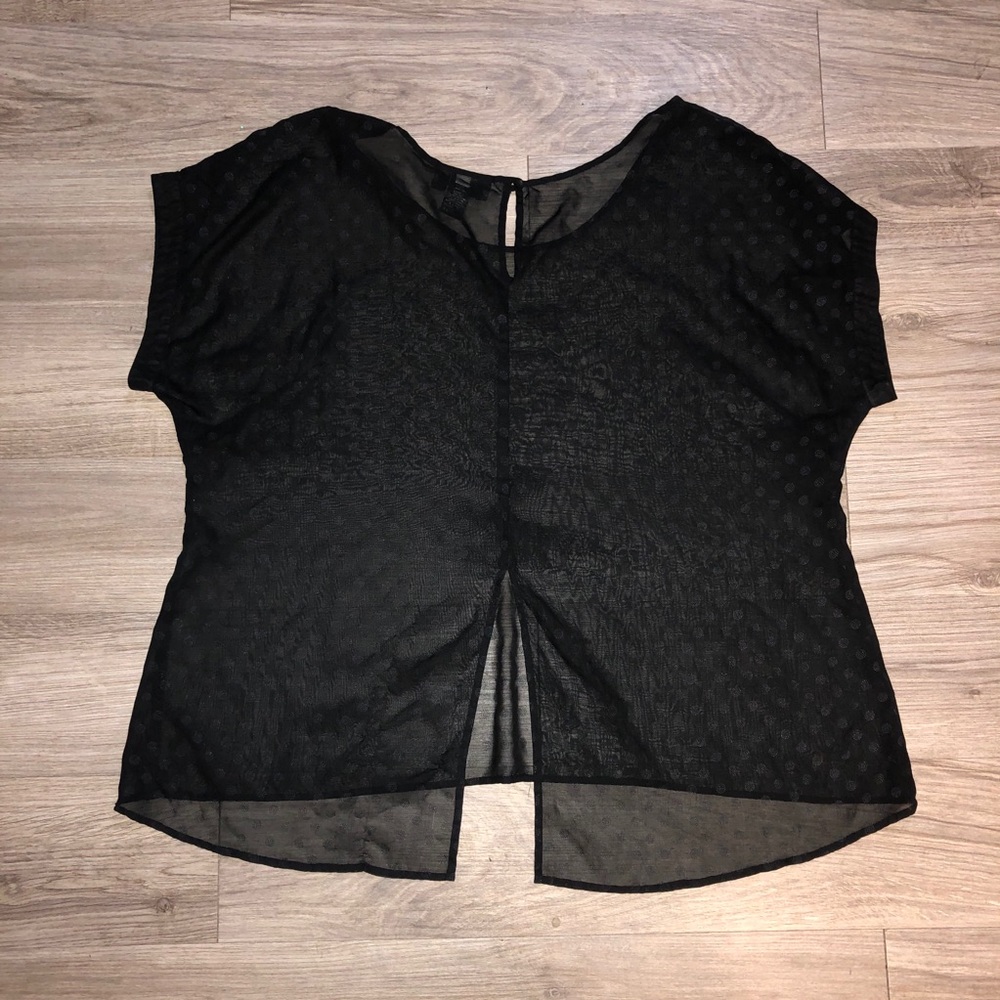 Lane Bryant Sheer Black Polka Dot Blouse Sz 18/20